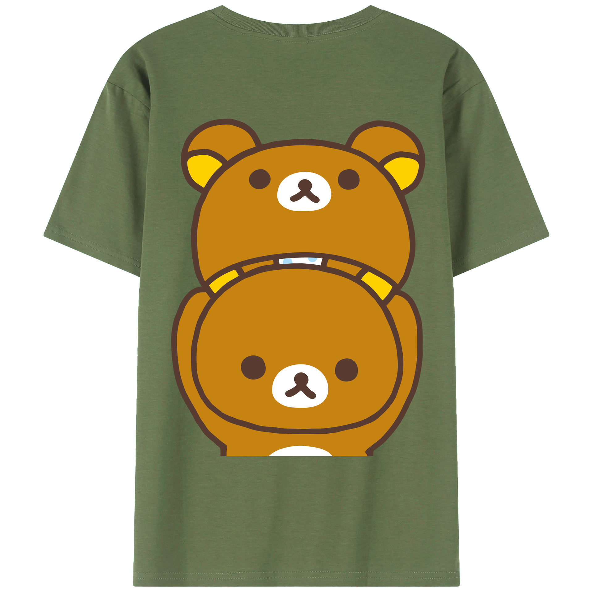 （画像用） リラックマ リラックマ キイロイトリ Rilakkuma Korilakkuma Kiiroitori 綿100％ メンズ半袖Tシャツ（バックプリント） 通気性